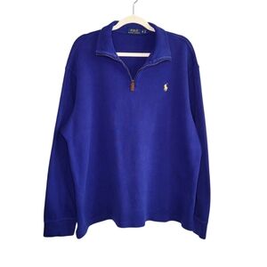 Polo Ralph Lauren Men's Size XL Thick Knit 1/4 Zip Cotton Pullover Sweater Blue